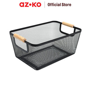 [EZO.0805052] AZKO Stora 31x23x13 Cm Keranjang Penyimpanan Wood Handle - Hitam
