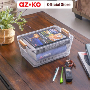 [EZO.0805055] AZKO Stora 31x23x13 Cm Keranjang Penyimpanan Wood Handle - Putih