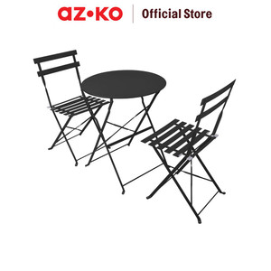 [EZO.0805082] AZKO Soleil Lucio Bistro Set Kursi & Meja Teras Lipat - Hitam