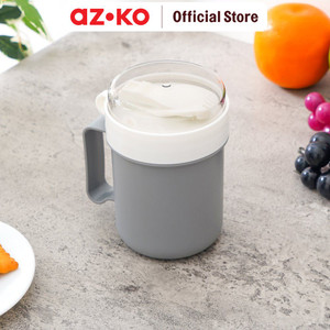 [EZO.0805133] AZKO Ataru 500 ml Wadah Makanan Cylinder - Putih/Abu-Abu