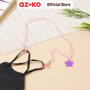 [EZO.0805160] AZKO Ataru Tali Masker Flower - Pink/Ungu