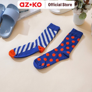 [EZO.0805179] AZKO Ataru Set 2 Pasang Kaus Kaki Wanita Crew - Navy/Kuning