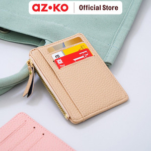 [EZO.0805258] AZKO Ataru Dompet Kartu Dengan Zipper Pu - Krem