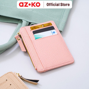 [EZO.0805259] AZKO Ataru Dompet Kartu Dengan Zipper Pu - Pink