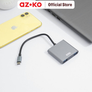 [EZO.0805282] AZKO Ataru Adapter Type C To 4 Usb 3.0 - Abu-Abu
