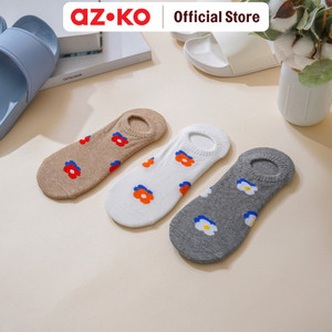[EZO.0805293] AZKO Ataru Set 3 Pasang Kaos Kaki Wanita Invisible Flower