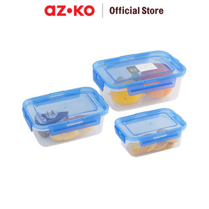 [EZO.0805316] AZKO Komax Set 3 Pcs Wadah Makanan Rectangular