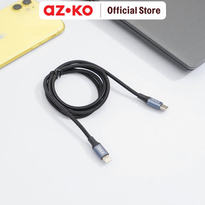 [EZO.0805347] AZKO Ataru Kabel Charger Nylon Braided Type C To Lightning - Abu-Abu