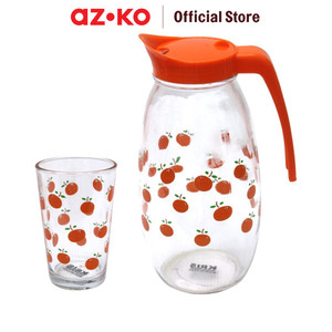[EZO.0805374] AZKO Kris Set 7 Pcs Teko Minum Dan Gelas Orange