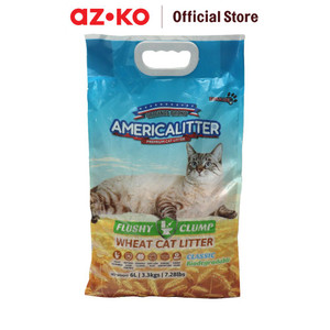 [EZO.0805402] AZKO America Litter 6 Ltr Pasir Kucing Wheat Classic