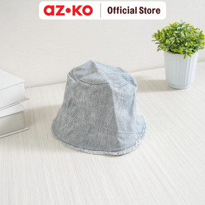 [EZO.0805412] AZKO Ataru Topi Bucket Denim Fringe Hem - Biru Muda