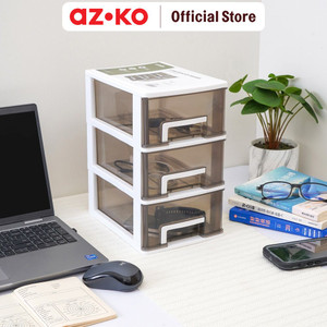 [EZO.0805509] AZKO Stora 24X17X30 cm Organizer Meja 3 Tingkat Tempat Makeup Susun Wadah Simpan Alat Dandan Cosmetic Organizer Organiser Produk Kecantikan