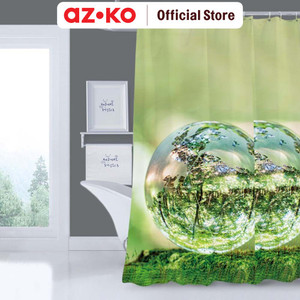 [EZO.0805610] AZKO Forhom 180x180 Cm Tirai Kamar Mandi Dengan Hooks Glassbal Hijau