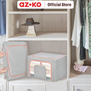 [EZO.0805611] AZKO Stora 60X42X40 Cm Kotak Penyimpanan Lipat Ritsleting - Abu-Abu