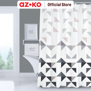 [EZO.0805618] AZKO Forhom 180x180 Cm Tirai Kamar Mandi Dengan Hooks Polygry
