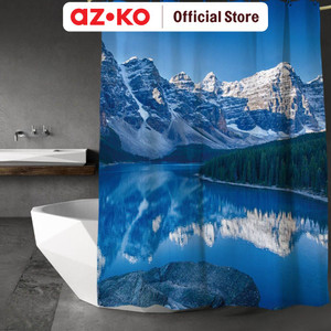 [EZO.0805620] AZKO Forhom 180x180 Cm Tirai Kamar Mandi Dengan Hooks Mountain