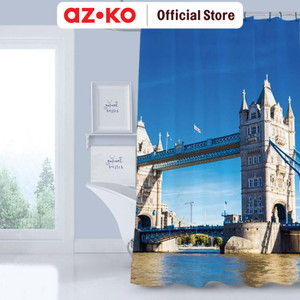 [EZO.0805621] AZKO Forhom 180x180 Cm Tirai Kamar Mandi Dengan Hooks London