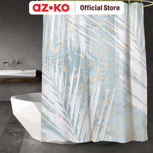 [EZO.0805622] AZKO Forhom 180x180 Cm Tirai Kamar Mandi Dengan C Hooks Leaf - Hijau