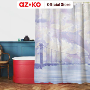 [EZO.0805626] AZKO Forhom 180x180 Cm Tirai Kamar Mandi Dengan C Hooks Dolphin