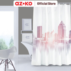 [EZO.0805627] AZKO Forhom 180x180 Cm Tirai Kamar Mandi Dengan C Hooks City