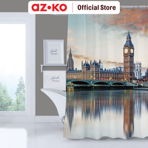 [EZO.0805631] AZKO Forhom 180x180 Cm Tirai Kamar Mandi Dengan Hooks Bigben