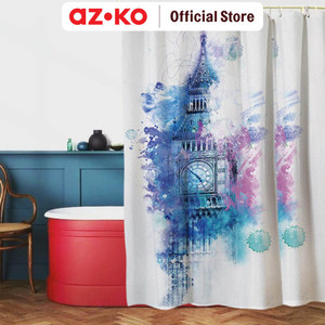 [EZO.0805633] AZKO Forhom 180x180 Cm Tirai Kamar Mandi Dengan C Hooks Bell