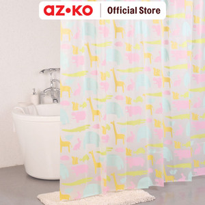 [EZO.0805636] AZKO Forhom 180X200 Cm Tirai Kamar Mandi Peva Dengan Hooks Motif