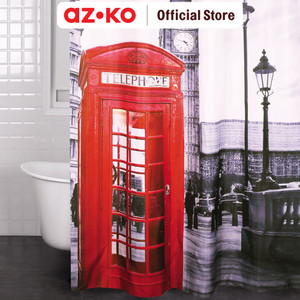 [EZO.0805639] AZKO Forhom 180x200 Cm Tirai Kamar Mandi Dengan Hooks M