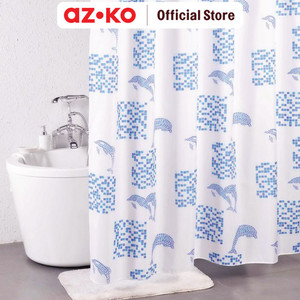 [EZO.0805640] AZKO Forhom 180x200 Cm Tirai Kamar Mandi Dengan Hooks M - Biru