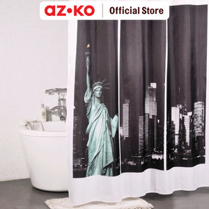 [EZO.0805644] AZKO Forhom 180x200 Cm Tirai Kamar Mandi Dengan Hooks - Hitam