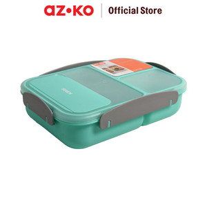 [EZO.0805667] AZKO Kris 1.7 ltr Kotak Makan 3 Sekat Dengan Sendok & Garpu - Hijau