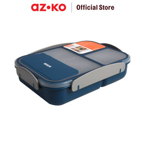 [EZO.0805668] AZKO Kris 1.7 ltr Kotak Makan 3 Sekat Engan Sendok & Garpu - Biru Muda