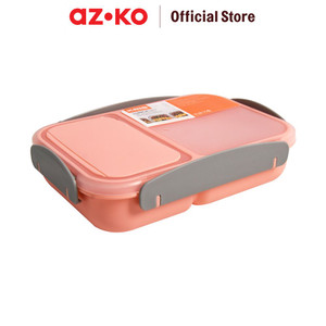 [EZO.0805669] AZKO Kris 1.1 ltr Kotak Makan 2 Sekat Dengan Sendok Garpu - Pink Muda