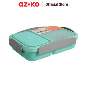 [EZO.0805670] AZKO Kris 1.1ltr Kotak Makan 2 Sekat Dengan Sendok & Garpu - Hijau Muda