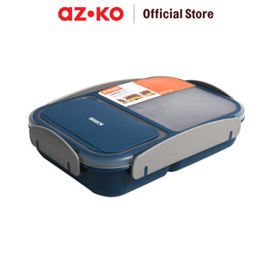 [EZO.0805671] AZKO Kris 1.1 ltr Kotak Makan 2 Sekat Dengan Sendok Garpu - Biru Muda