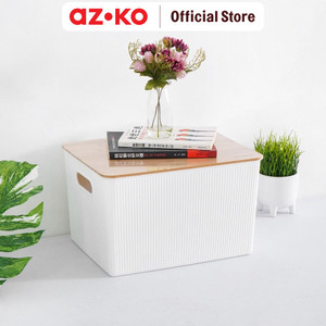 [EZO.0805681] AZKO Stora 38.5X29.5X23 Cm Kotak Penyimpanan Dengan Tutup - Putih