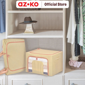 [EZO.0805688] AZKO Stora 50X40X33 Cm Kotak Penyimpanan Lipat Ritsleting - Beige