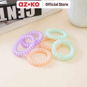 [EZO.0805754] AZKO Ataru Set 6 Pcs Ikat Rambut Spiral Lg- Ungu/Oranye/Hijau