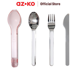 [EZO.0805757] AZKO Ataru Set 3 Pieces Alat Makan Stainless Pink