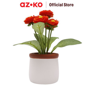 [EZO.0805788] AZKO Arthome 15.2 Cm Bunga Artifisial Chrysanthm Dengan Pot - Orange