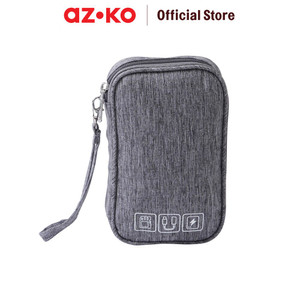 [EZO.0805851] AZKO Passport Ukuran S Tas Organizer Perangkat Digital - Abu-Abu