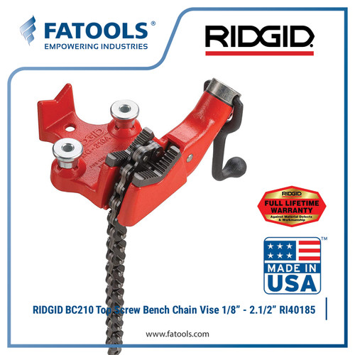 [EZM.0800015] RIDGID 40185 BC210 Top Screw Bench Chain Vise 1/8" - 2.1/2" Catok Ragum Rantai Pipa
