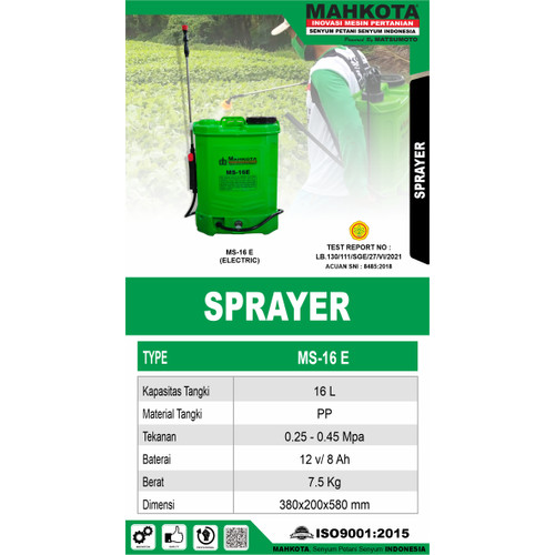 [EZM.0700059] Mahkota Electric Sprayer MS 16 E