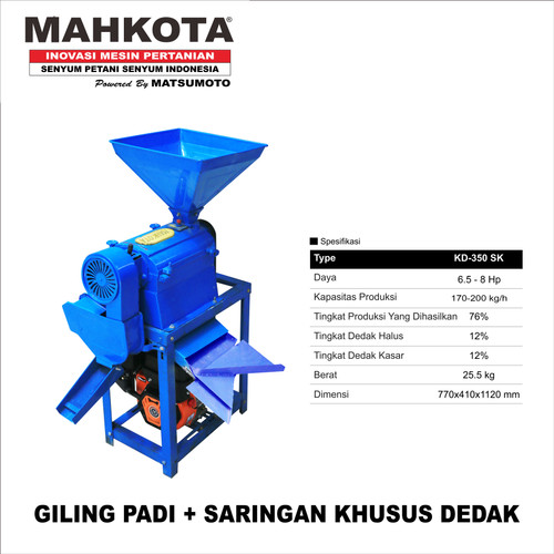 [EZM.0700122] MAHKOTA MESIN GILING PADI DAN JAGUNG MINI TYPE KD-350 SK CORONG KHUSUS