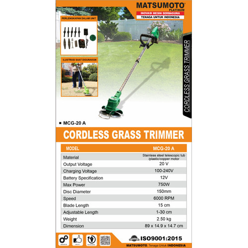 [EZM.0700147] Mesin Potong Rumput Baterai Cordless Grass Trimmer MCG 20 A