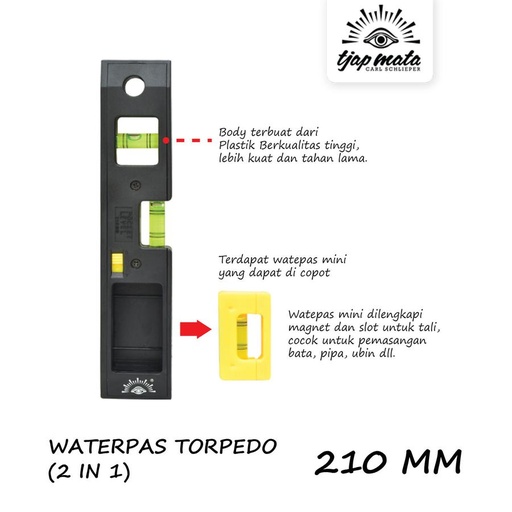 [EZM.0601350] TJAP MATA / CAP MATA Waterpas Torpedo 2 In 1