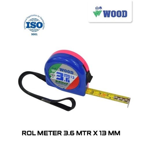 [EZM.0601370] Roll Meter / Meteran / Measuring Tape  WOOD 3.6 MTR X 13 MM (BIRU & PINK)