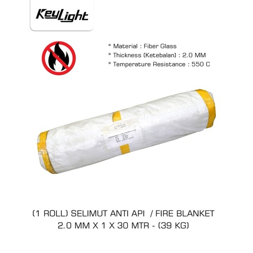 [EZM.0601389] Salin Selimut Safety Pelindung / Pemadam Api / Fire Blanket "KEYLIGHT" 2.0 MM X 1 X 30 MTR (39 KG)