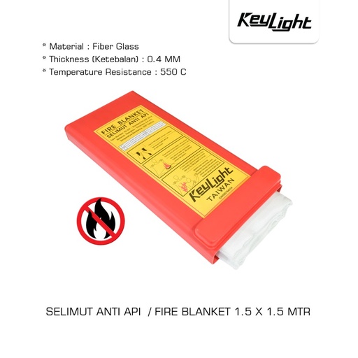 [EZM.0601394] Selimut Safety Pelindung / Pemadam Api / Fire Blanket "KEYLIGHT" 1.5 x 1.5 MTR