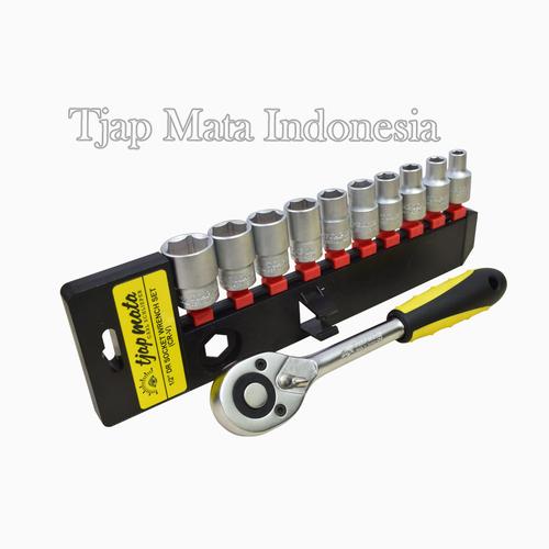[EZM.0601419] TJAP MATA / CAP MATA Kunci Sok / Socket SET / Socket Wrench SET 11 PCS (8 - 24 MM | 1/2" DR | 6 Point) CR-V (With Premium Socket Holder)